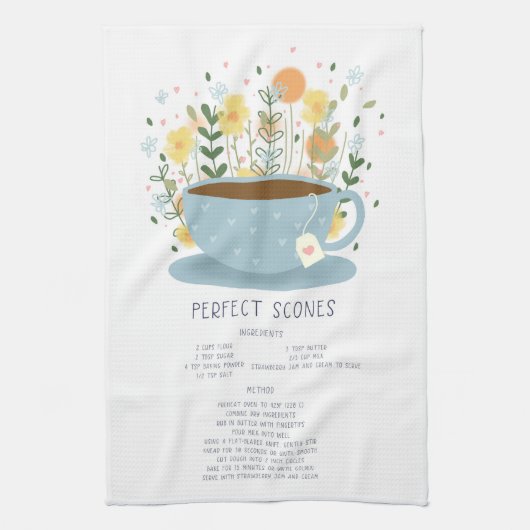 Perfect Scones Tea Towel Recipe Kitchen Wall Art Theedoek (Verticaal)