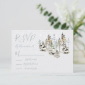 Perfect Snow Forest Wedding RSVP antwoordkaarten (Staand voorkant)
