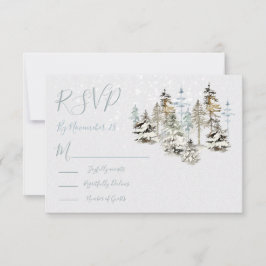 Perfect Snow Forest Wedding RSVP antwoordkaarten Kaartje