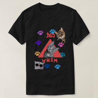 Perfect speels: een kleurrijk kattenontwerp t-shirt