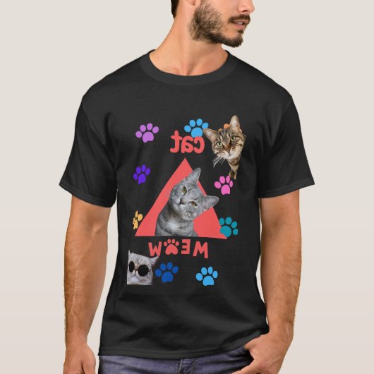 Perfect speels: een kleurrijk kattenontwerp t-shirt (Voorkant)
