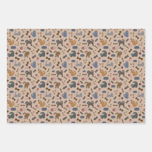 Perfect speelse katten op een bruine achtergrond inpakpapier vel (Voorkant 2)