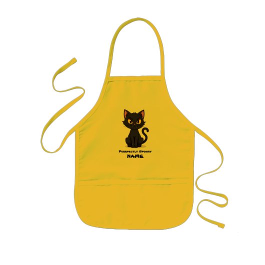 Perfect Spooky Black Cat - Aangepaste Halloween Kinder Schort (Voorkant)