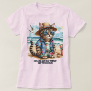 Perfect strandleven voor kattenliefhebbers  t-shirt