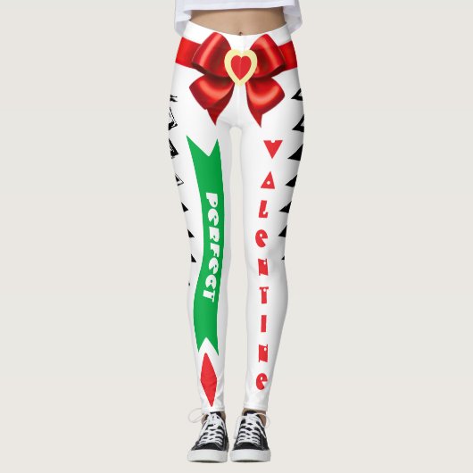 Perfect Valentijn Gift Custom Bow en Heart Design Leggings (Voorkant)