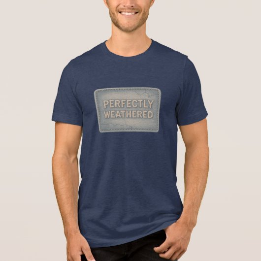 Perfect Verweerde Denim Patch Illustratie Tri-Blend Shirt (Voorkant)