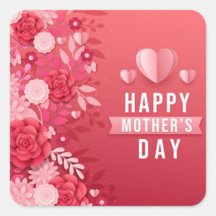 Perfect voor Gifting of Decorating Moederdag Vierkante Sticker