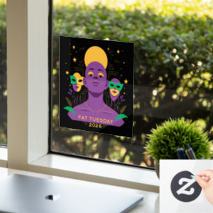 Perfect voor Mardi Gras 2026 Raamsticker