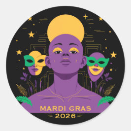 Perfect voor Mardi Gras 2026 Ronde Sticker