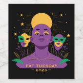 Perfect voor Mardi Gras 2026 Wijn Etiket (Enkel label)