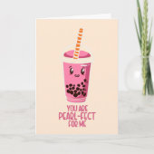 Perfect voor mij boba parel thee drank kawaii roze kaart (Voorkant)