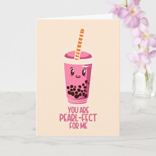 Perfect voor mij boba parelthee drank kawaii roze kaart (Orchidee)