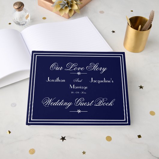 Perfect Vrijgezellenfeest Gift Script Navy Wedding Gastenboek (Voorkant open)