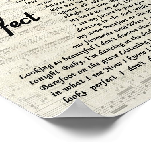 Perfect Wall Art Song Lyric Print (Hoek)
