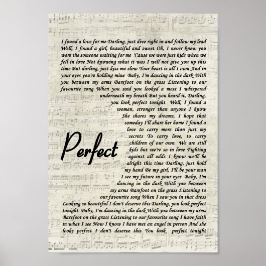 Perfect Wall Art Song Lyric Print (Voorkant)