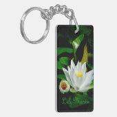 Perfect White Water Lily en Bud Sleutelhanger (Voorkant Links)