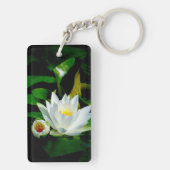 Perfect White Water Lily en Bud Sleutelhanger (achterkant)