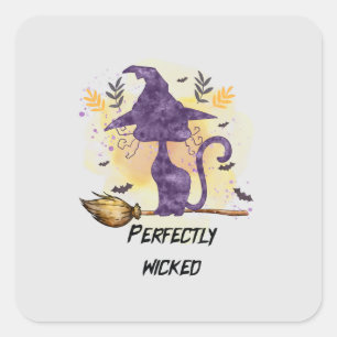 Perfect Wicked - Zwarte Heks Kat Vierkante Sticker