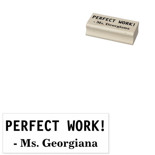 "PERFECT WORK!" + Aangepaste onderwijsnaam Rubberstempel (Gestempeld)
