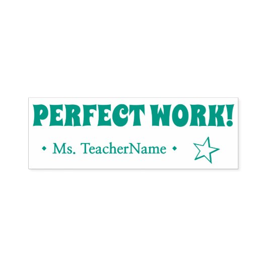 "PERFECT WORK!" + Rubber stempel onderwijsnaam (Design)