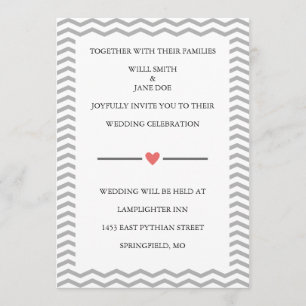 Perfect Zig Zag Wedding Invitation Kaart