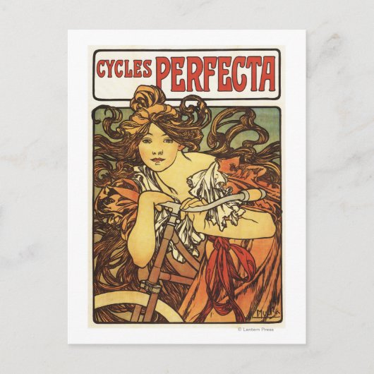 Perfecta Bicycles met damesreclame Poste Briefkaart (Voorkant)