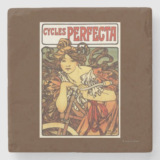 Perfecta Bicycles met damesreclame Poste Stenen Onderzetter (Voorkant)