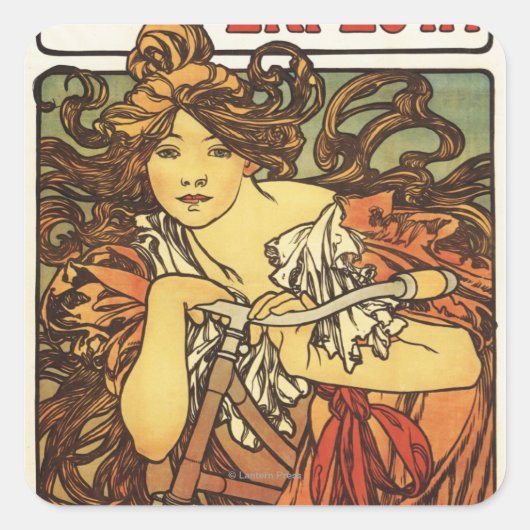 Perfecta Bicycles met damesreclame Poste Vierkante Sticker (Voorkant)