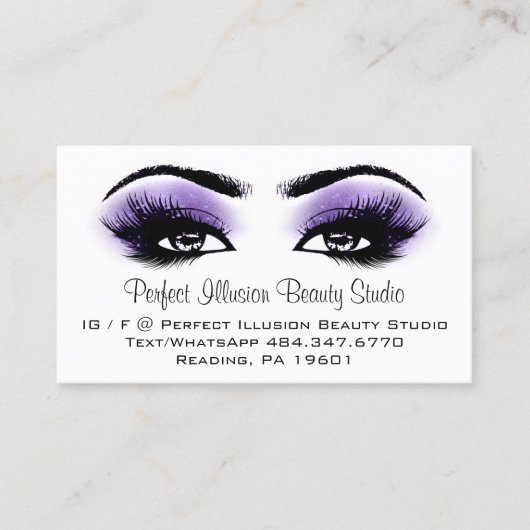 Perfecte Beauty Studio Services Lashes Brows Visitekaartje (Voorkant)