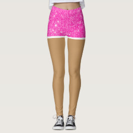 Perfecte benen in hete roze faux glitter shorts leggings
