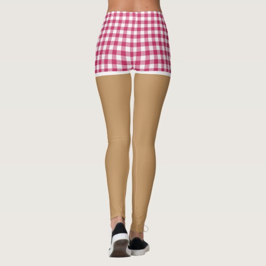 Perfecte benen in moderne Cherry Red Gingham Short Leggings (Achterkant)