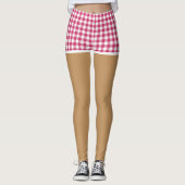Perfecte benen in moderne Cherry Red Gingham Short Leggings (Voorkant)