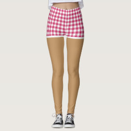 Perfecte benen in moderne kersenrode geruite short leggings