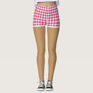 Perfecte benen in moderne kersenrode geruite short leggings