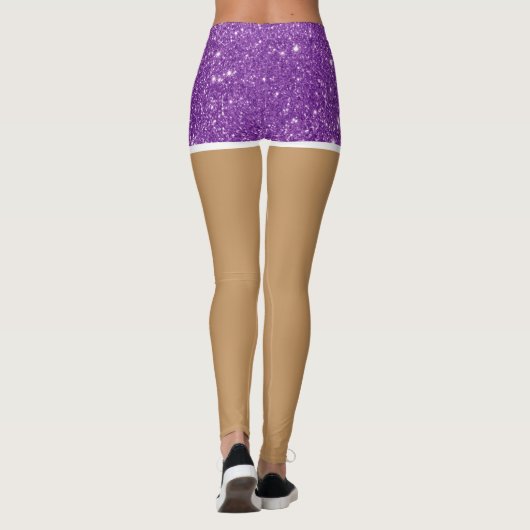 Perfecte benen in Paarse faux glitter shorts Leggings (Achterkant)