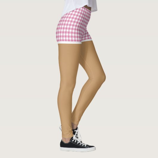 Perfecte benen in roze gingham shorts leggings (Rechts)