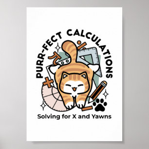 Perfecte Berekeningen – Grappig Wiskundekatontwerp Poster