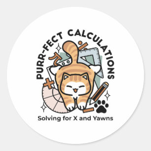 Perfecte Berekeningen – Grappig Wiskundekatontwerp Ronde Sticker