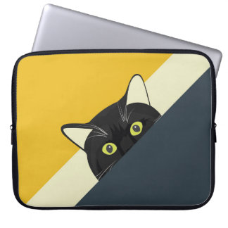 Perfecte bescherming: zwarte kat laptop sleeve