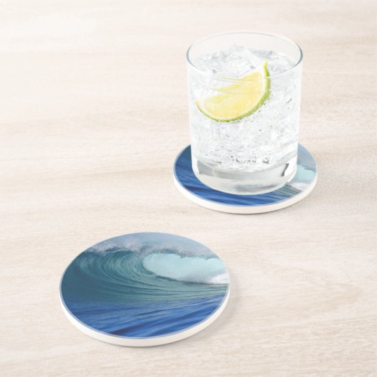 Perfecte blauwe oceaansurfgolf zandsteen onderzetter (Zijkant)