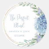 Perfecte Blend Blauwe Bloem Bruiloft Koffie Ronde Sticker (Voorkant)