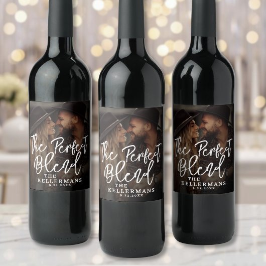 Perfecte Blend Trouwfoto Wijn Etiket