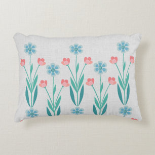 Perfecte  Bloementuin Stofblauw & Blozend Roze Accent Kussen