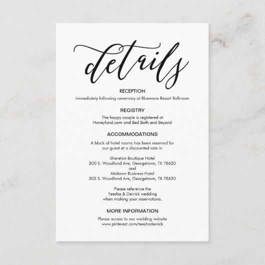 Perfecte bruiloft Details Behuizing Kaart (Voorkant)