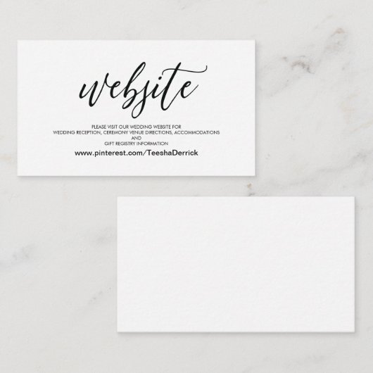 Perfecte bruiloft Website - Versluitingskaart Informatiekaartje (Voorkant / Achterkant)