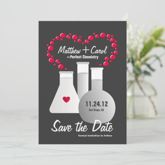 Perfecte chemie sparen de datum save the date (Staand voorkant)