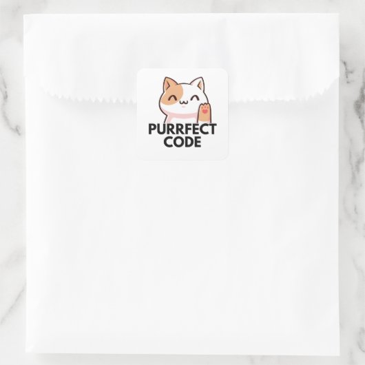 Perfecte code vierkante sticker (Tas)