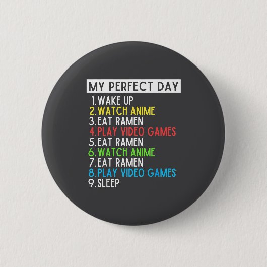 Perfecte Dag Anime Gamen Ramen Liefhebber Grappig Ronde Button 5,7 Cm (Voorkant)