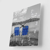 Perfecte dag bij het meer grijswaarden wandklok (Hoek)