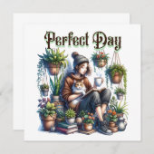 Perfecte dag | Meisje Lezen met Kat en Planten (Voorkant / Achterkant)